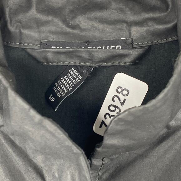 EILEEN FISHER Jacket S Waxed Cotton Trench Coat Duster Full Zip Black - Picture 14 of 14